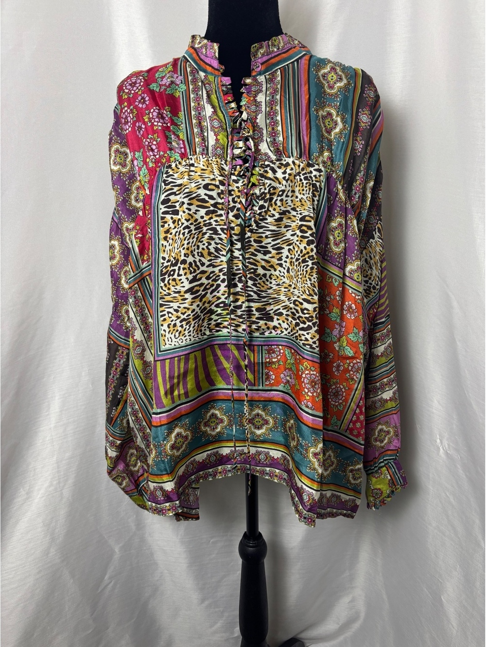 Johnny Was Silk Boho Blouse Size Large
